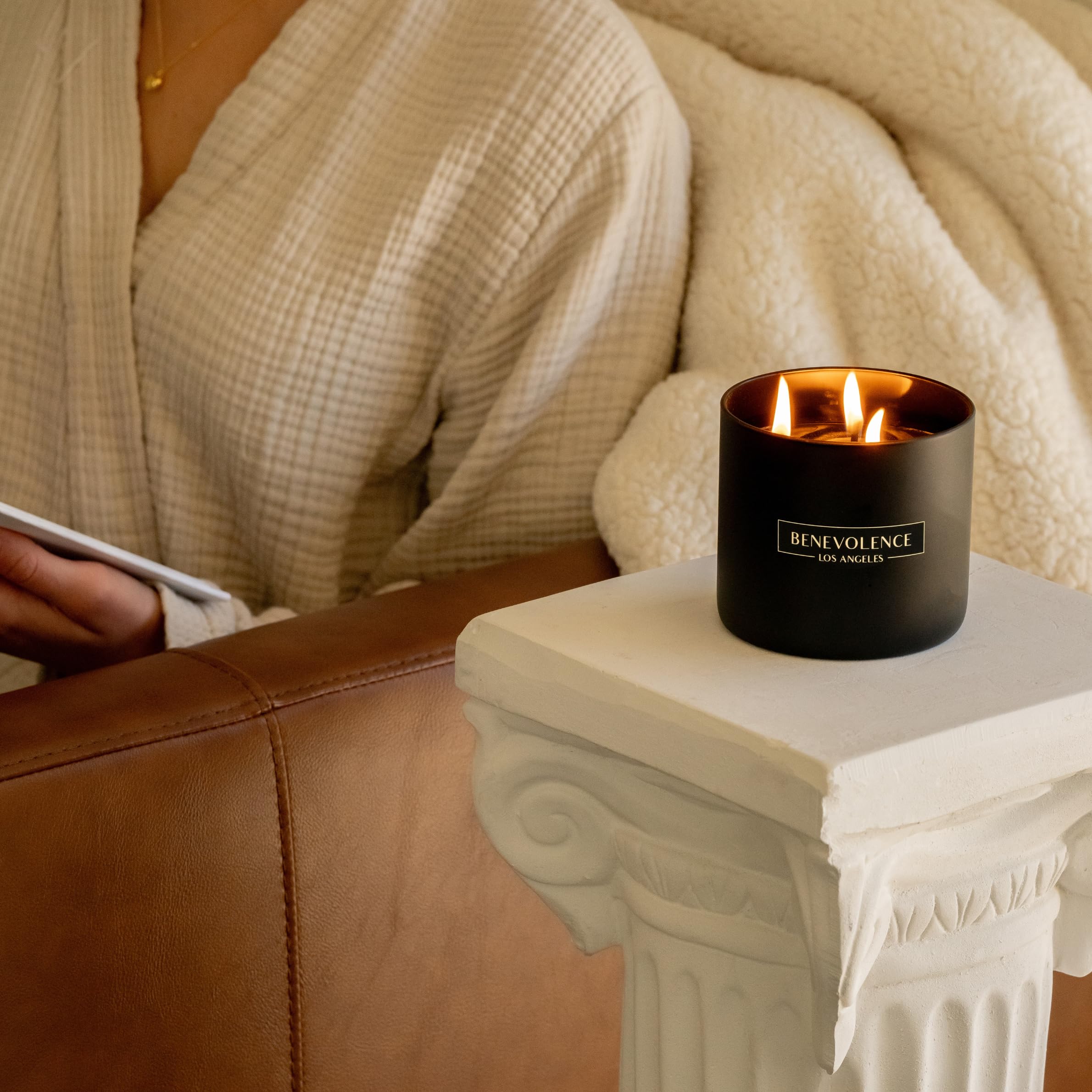 Benevolence LA 3 Wick Candle - Charcoal 14.5oz Soy Candle | Holiday Home Fragrance