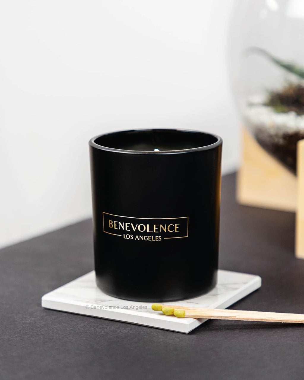 Benevolence LA Bergamot & Jasmine Christmas Scented Candles - 8oz Soy Candle (45 Hour Burn) | Black Home Fragrance