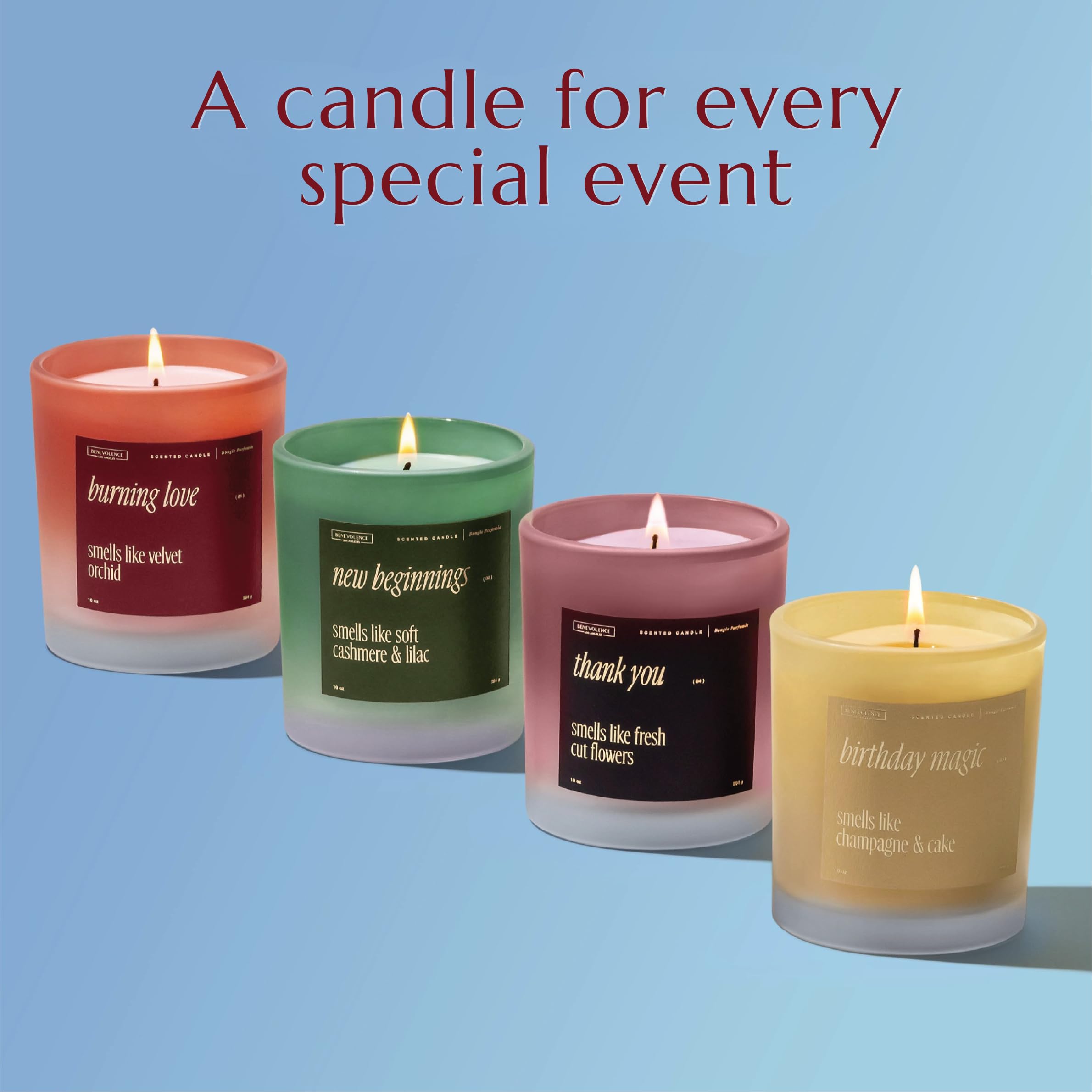 Benevolence LA Burning Love Scented Candles | 10 oz, 40-50 Hour Burn, Love Candle for Women | Romantic Gifts for Women and Men | Gift for Husband, Wife, Girlfriend | Fall Candles - Velvet Orchid