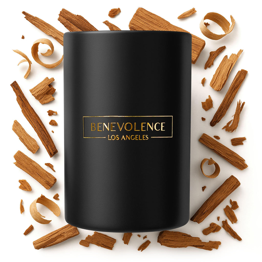 Benevolence LA Santal Scented Candle | 10oz Soy Christmas Candle – Luxury Black Candle for Home & Gifts