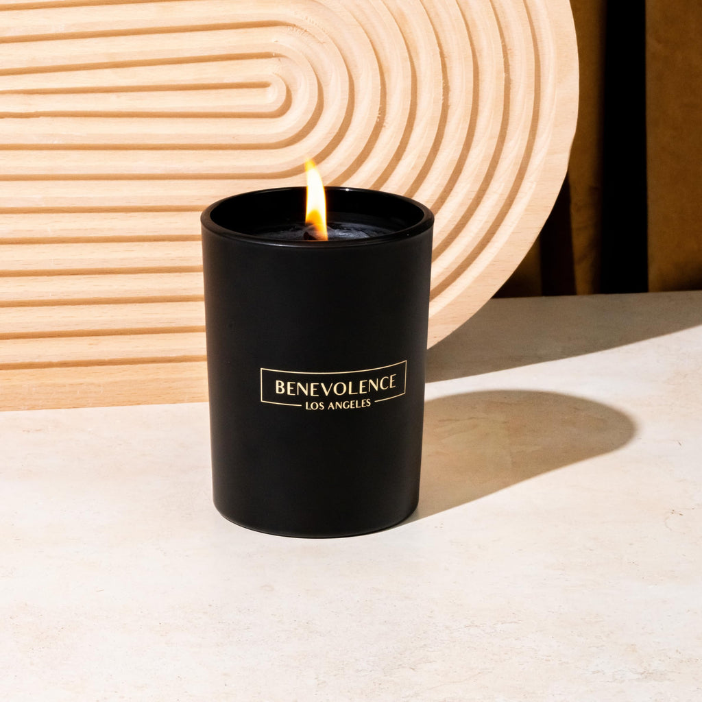 Benevolence LA Santal Scented Candle | 10oz Soy Christmas Candle – Luxury Black Candle for Home & Gifts