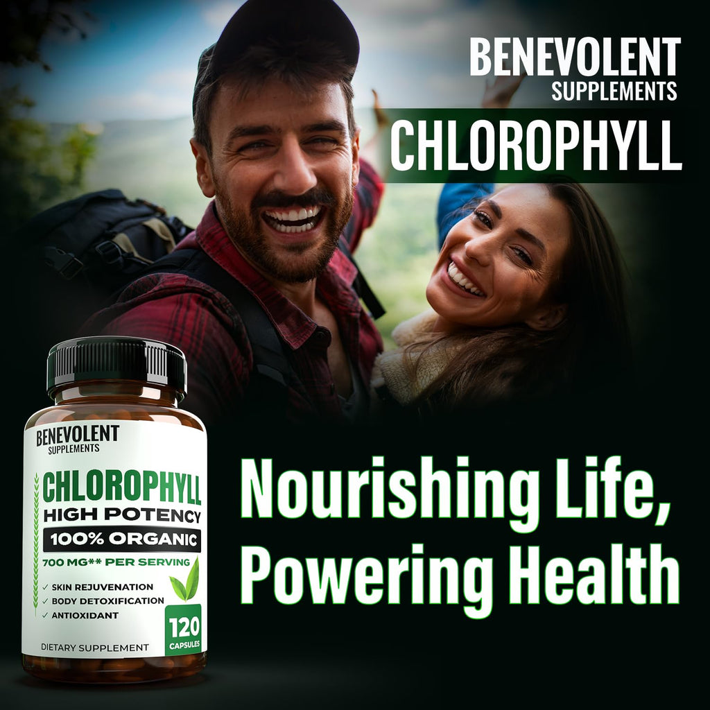 Benevolent Chlorophyll Capsules 350mg – 120 Caps | Natural, 20x Potency