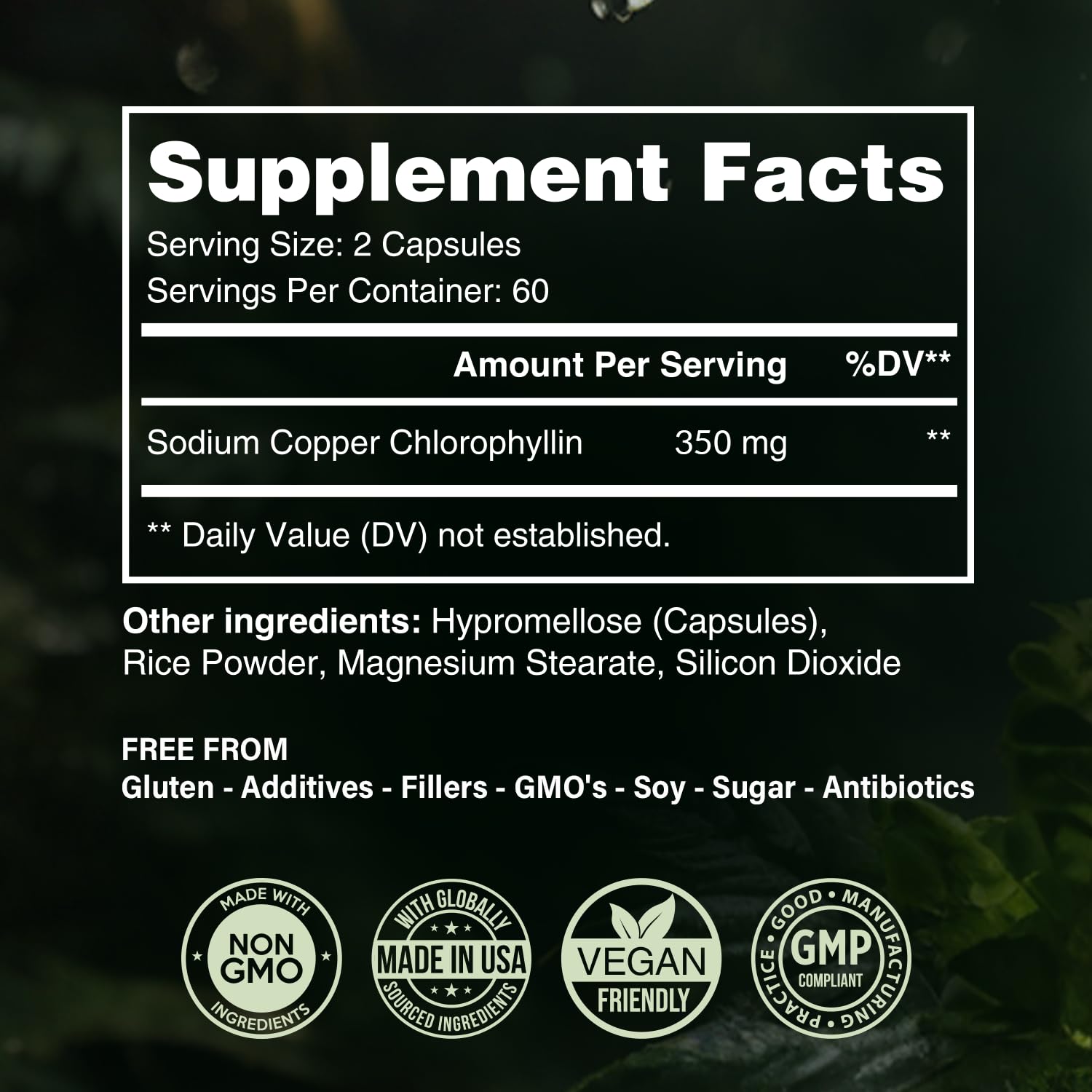 Benevolent Chlorophyll Capsules 350mg – 120 Caps | Natural, 20x Potency