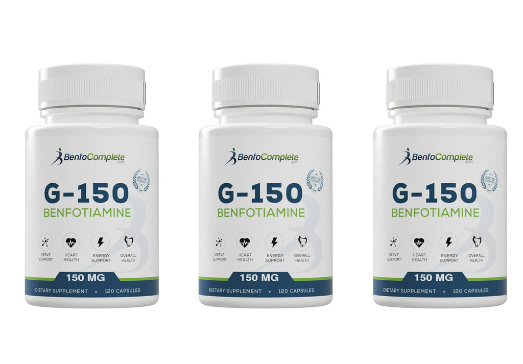 Benfocomplete Benfotiamine 150 mg – 120 Gelatin Capsules per Bottle | Pack of 3 Bottles