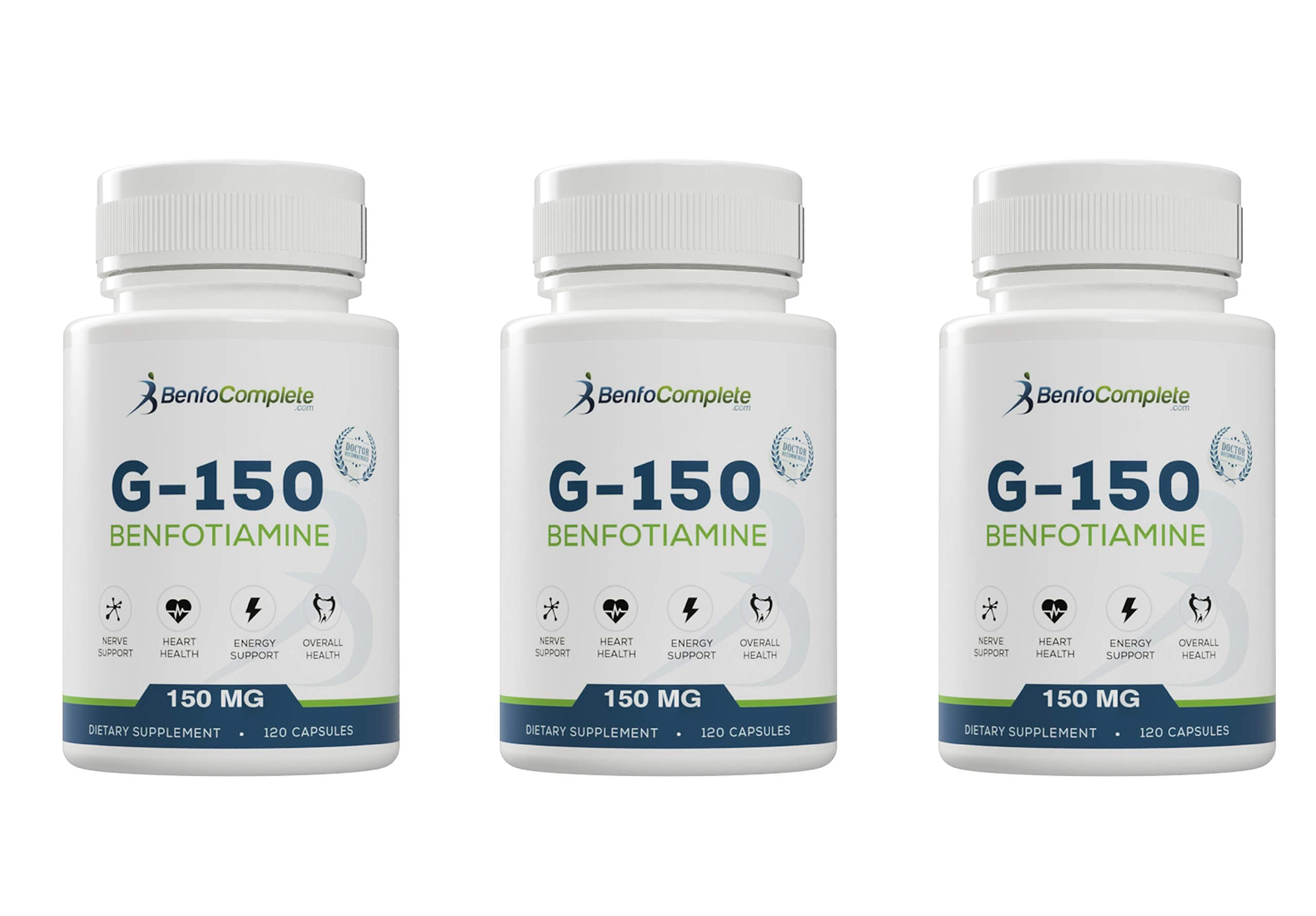 Benfocomplete Benfotiamine 150 mg – 120 Gelatin Capsules per Bottle | Pack of 3 Bottles