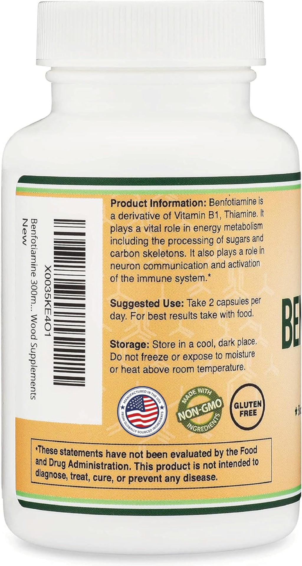 Benfotiamine 300mg Servings – 120 Capsules (150mg per) Non-GMO | Double Wood