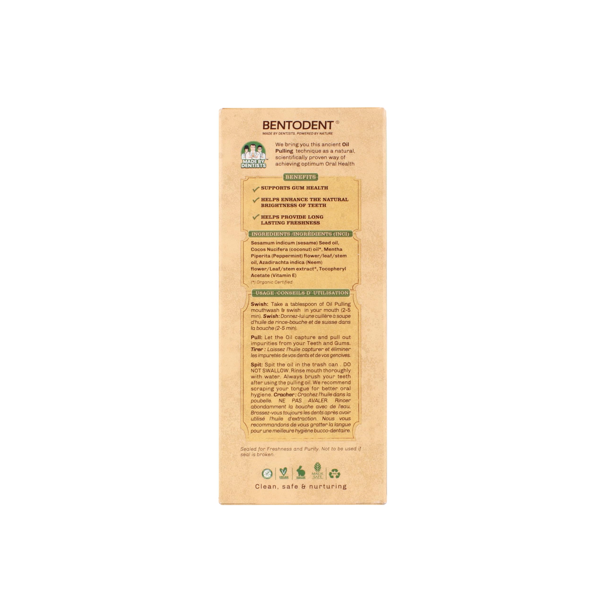 Bentodent Coconut Oil Pulling Mouthwash with Neem & Mint – 6 oz