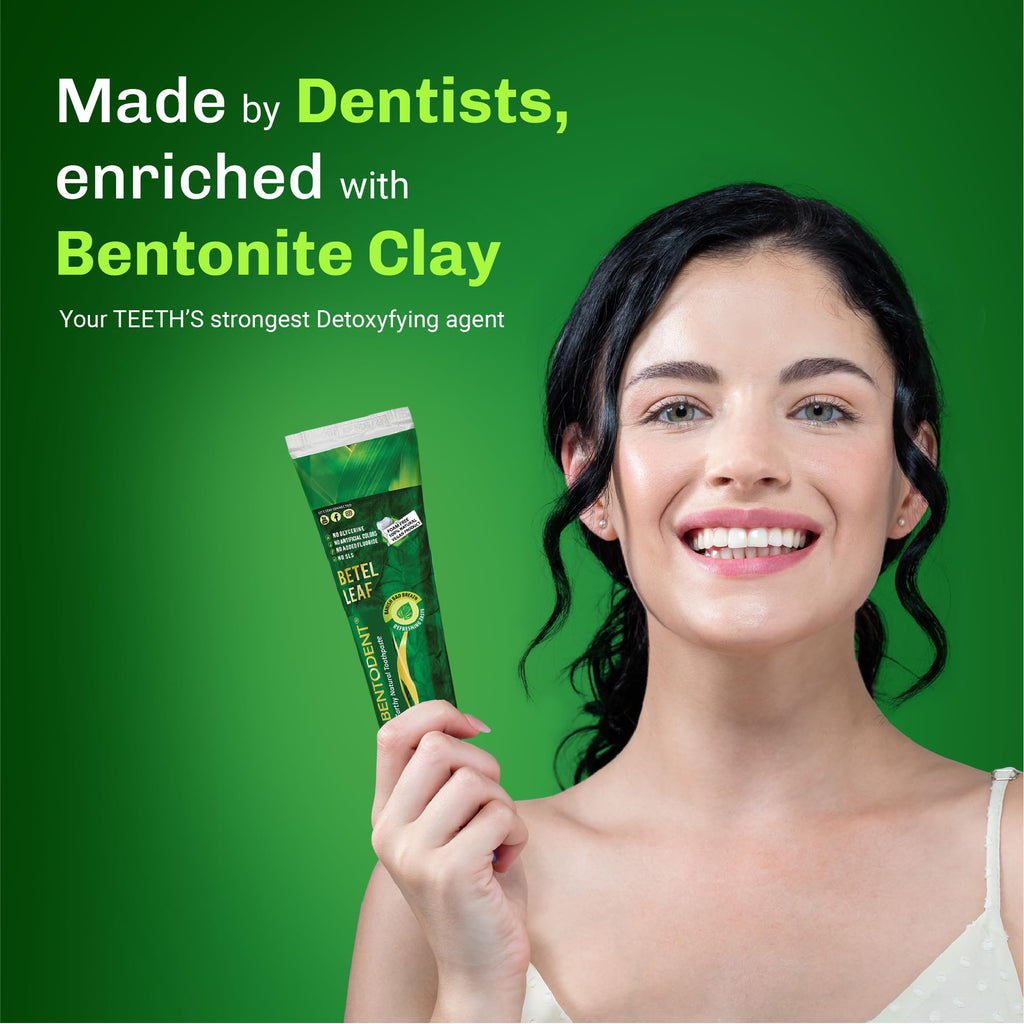 Bentodent Fluoride-Free Remineralizing Toothpaste – Organic Bentonite Clay & Betel Leaf | SLS-Free, Vegan