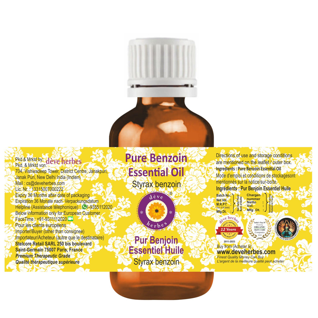 dève herbes Benzoin Essential Oil – Pure, Steam-Distilled 30ml (1oz) | Styrax Benzoin