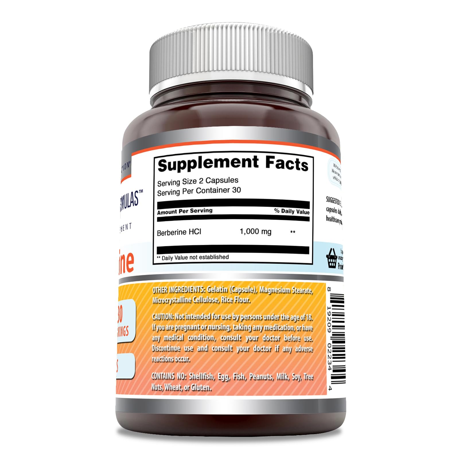 Amazing Formulas Berberine 1000mg Per Serving 60 Capsules Supplement | Non GMO | Gluten Free | Made in USA