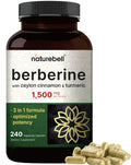 Berberine 1500mg with Cinnamon & Turmeric – 240 Veggie Capsules | 97% Pure Berberine HCL | Vegan, Non-GMO