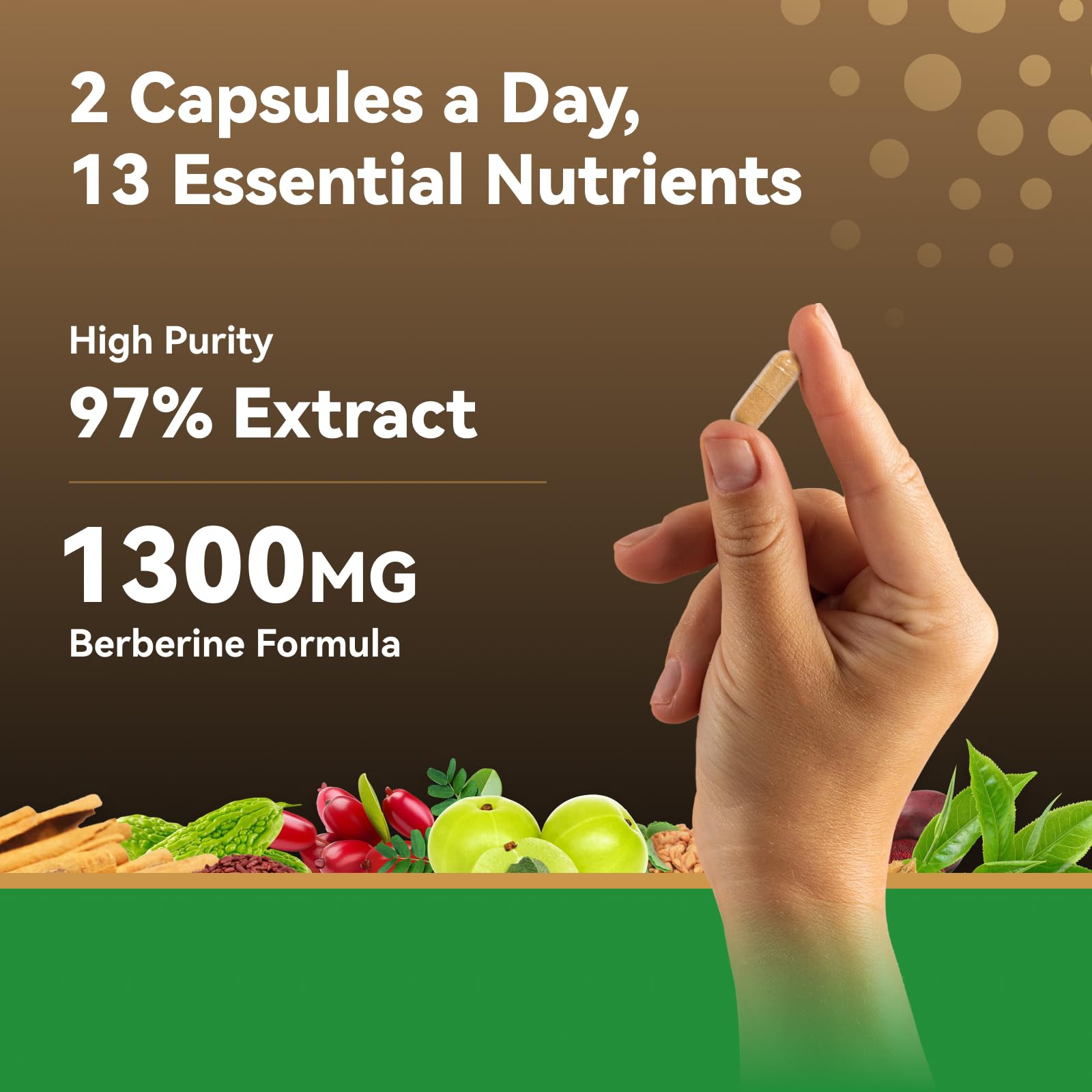 Berberine 1300mg with Green Tea Extract, Resveratrol, Red Yeast Rice & CoQ10 – 13-in-1 Immune & Metabolic Support, 60 Caps, Non-GMO