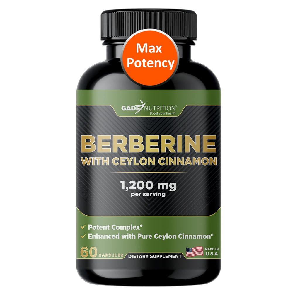 Gade Nutrition Berberine with Ceylon Cinnamon | Berberine HCl 1200 mg | USA Made