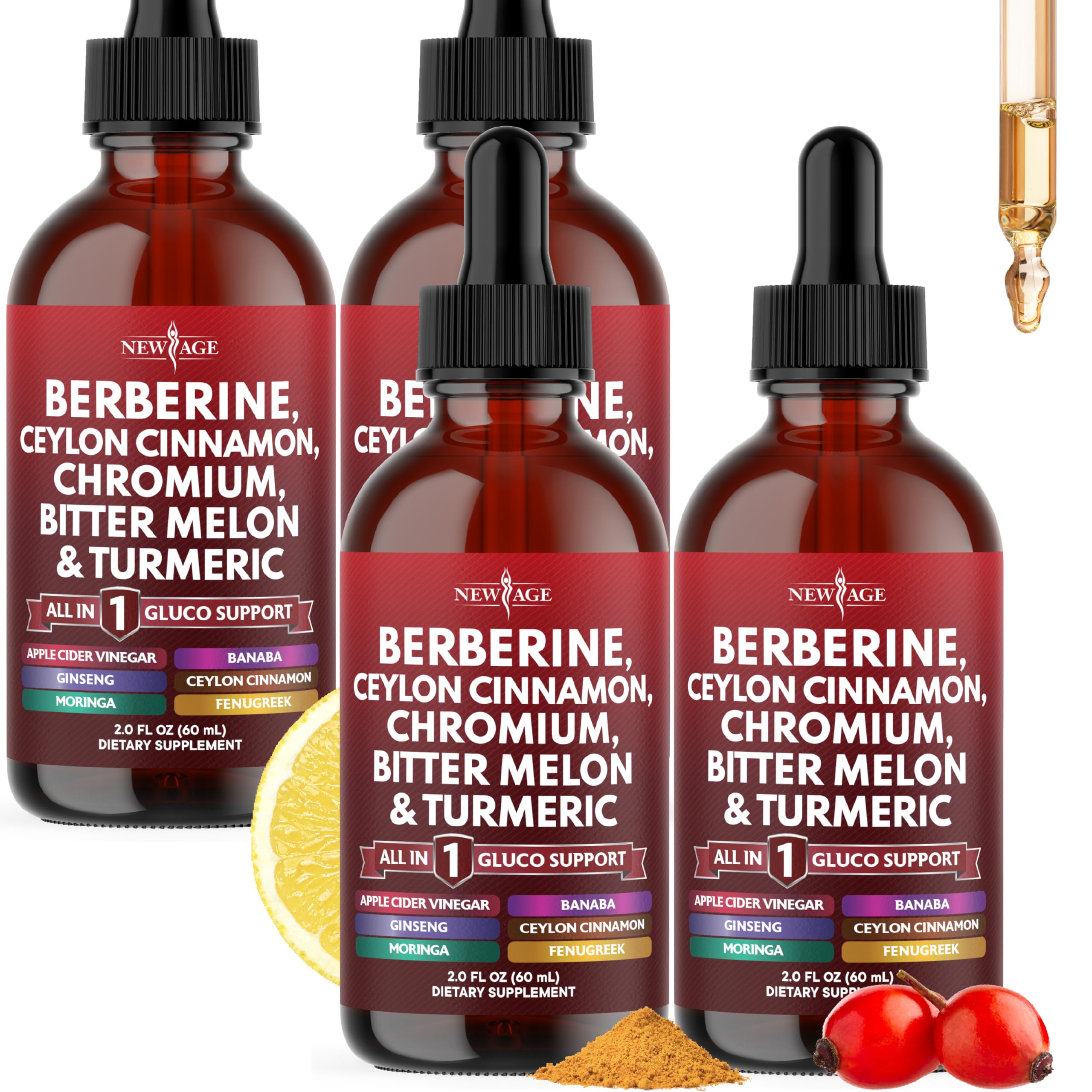Berberine with Ceylon Cinnamon Liquid Drops – Immune Support & Metabolism 8 oz