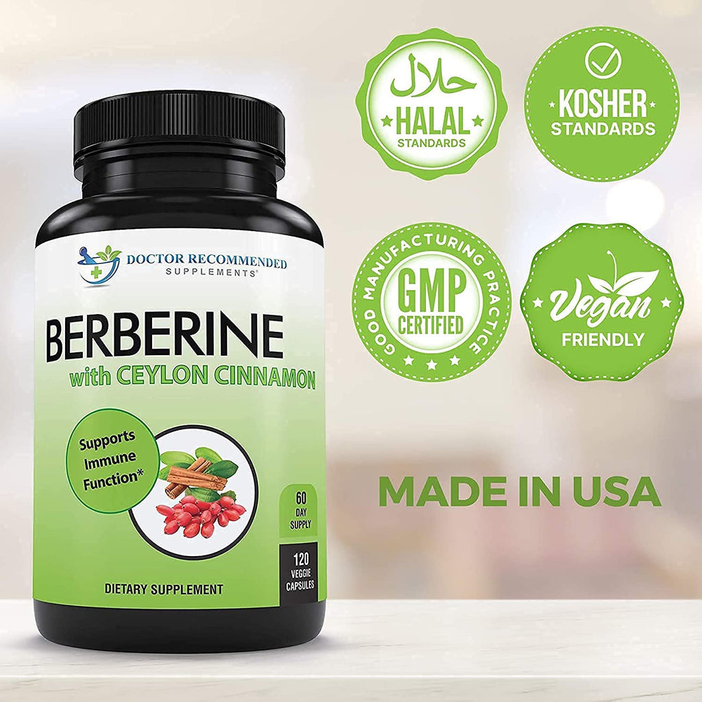Berberine with Ceylon Cinnamon - 1200mg Berberine + 100mg Organic Cinnamon | 120 Veggie Capsules | 60-Day Supply (Pack of 2) | Doctor Recommended Supplements