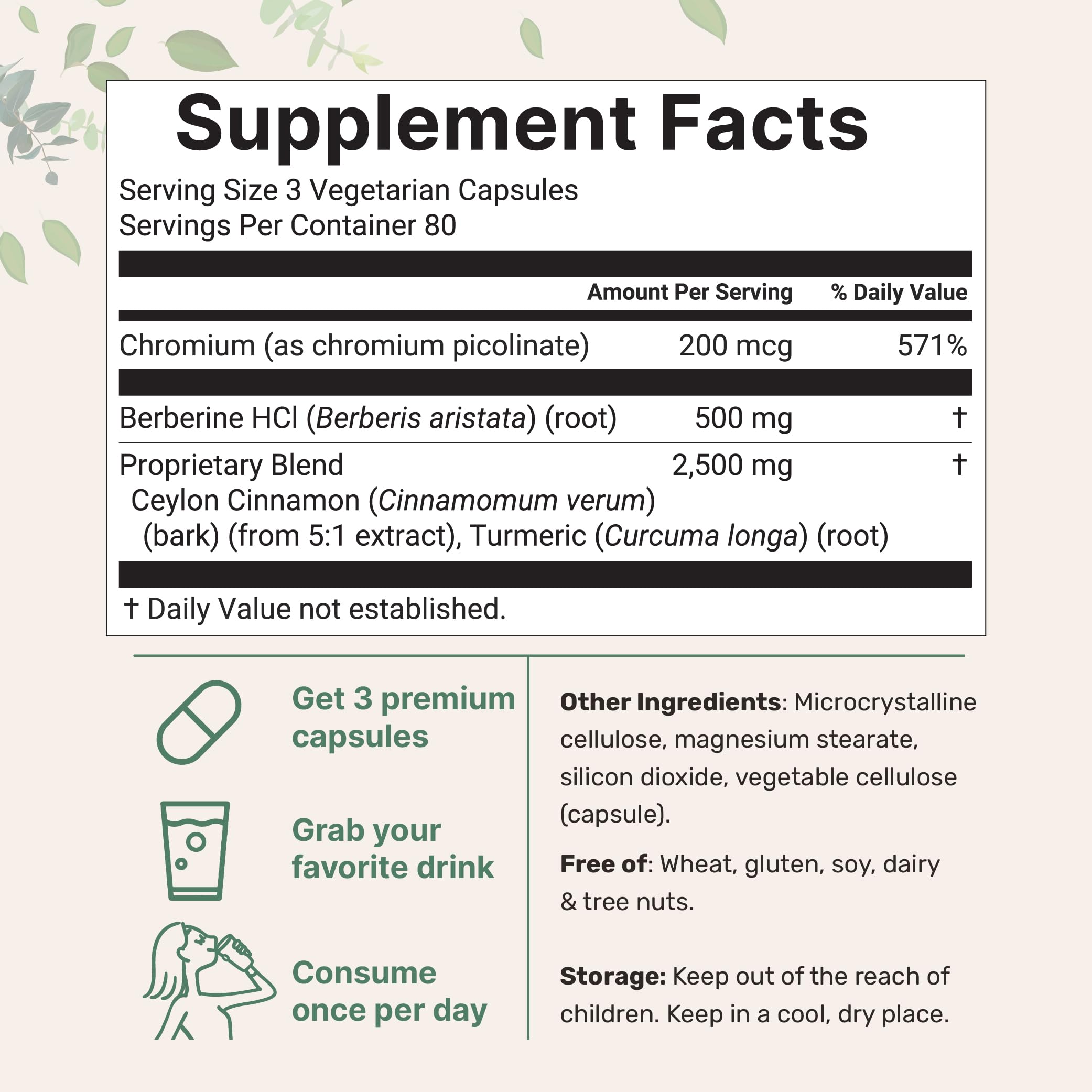 Berberine with Cinnamon, Chromium & Turmeric – 3,000mg (240 Veggie Caps)
