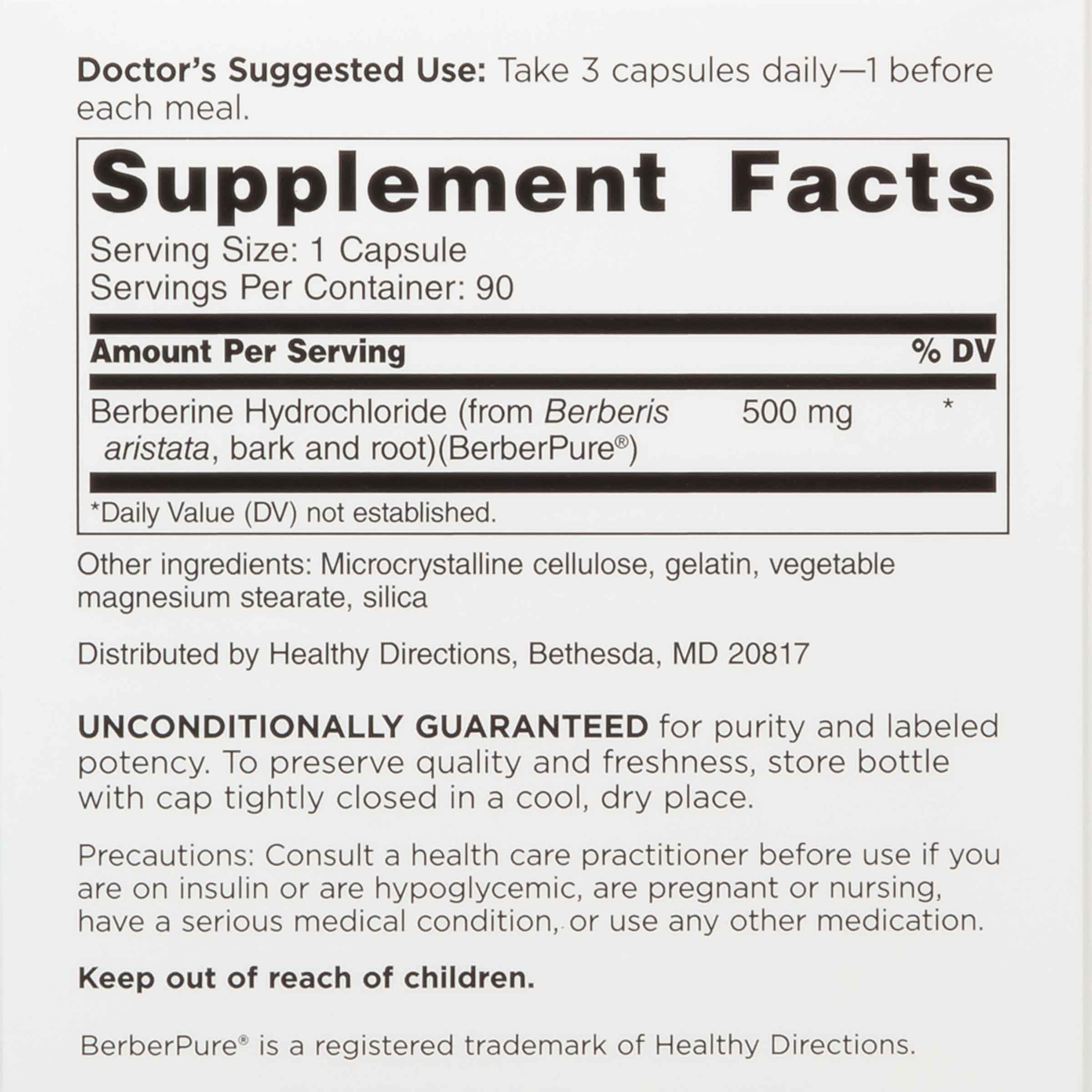 DOCTORS' PREFERRED Berberine Clinical Grade – Doctor Formulated, 1500 mg Daily, 90 Count
