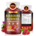 Berberine Gummies 2000 mg, Berberine Supplement with Ceylon Cinnamon, Turmeric, Milk Thistle, Magnesium, Chromium for Immune Support, Sugar Free, Vegan, Raspberry Flavor, 60 Count-1 Pack