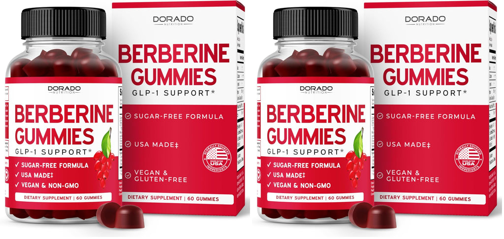 Berberine Gummies with Ceylon Cinnamon (1,200mg) – Sugar-Free, 60 Count, Pack of 2 | Made in USA, Third-Party Tested