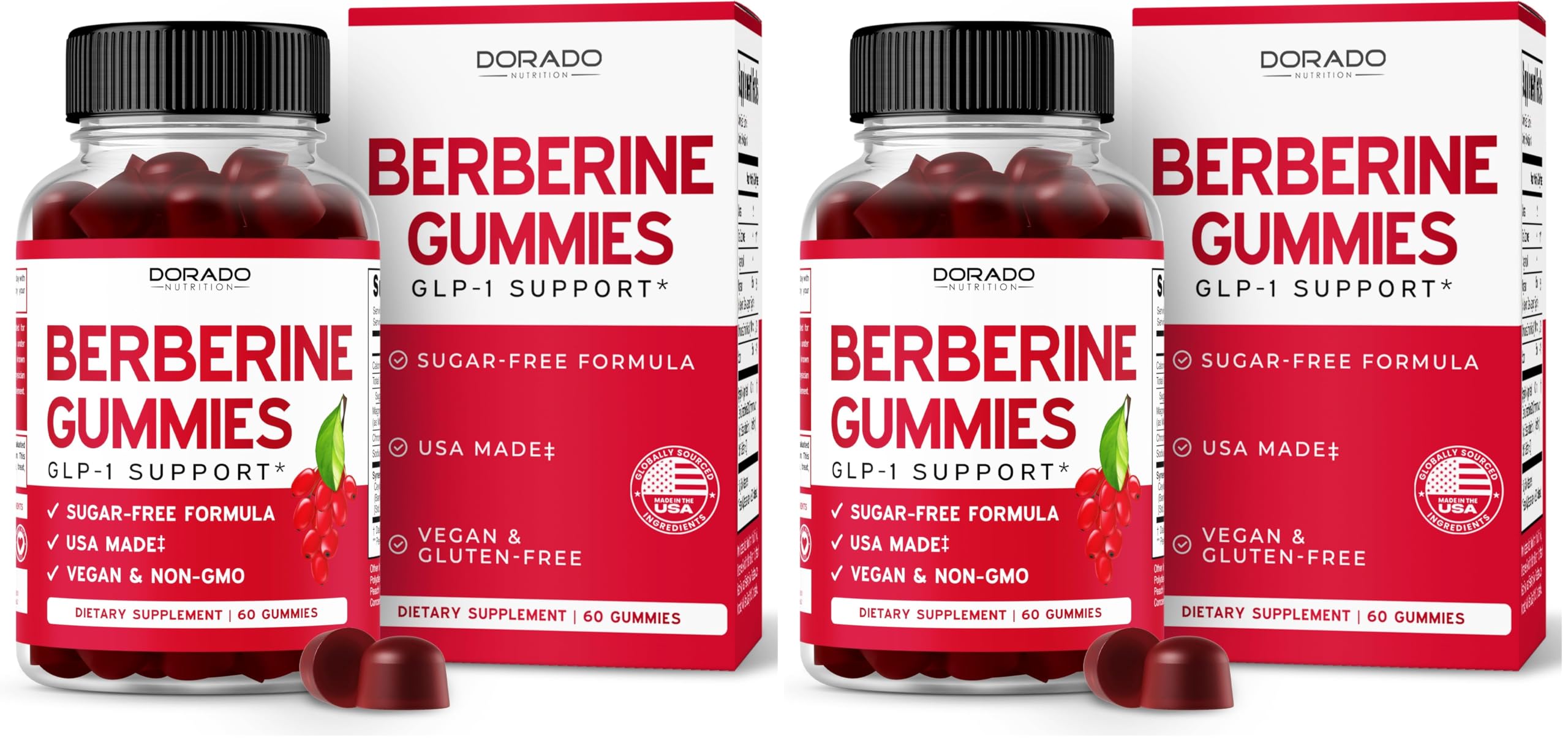 Berberine Gummies with Ceylon Cinnamon (1,200mg) – Sugar-Free, 60 Count, Pack of 2 | Made in USA, Third-Party Tested