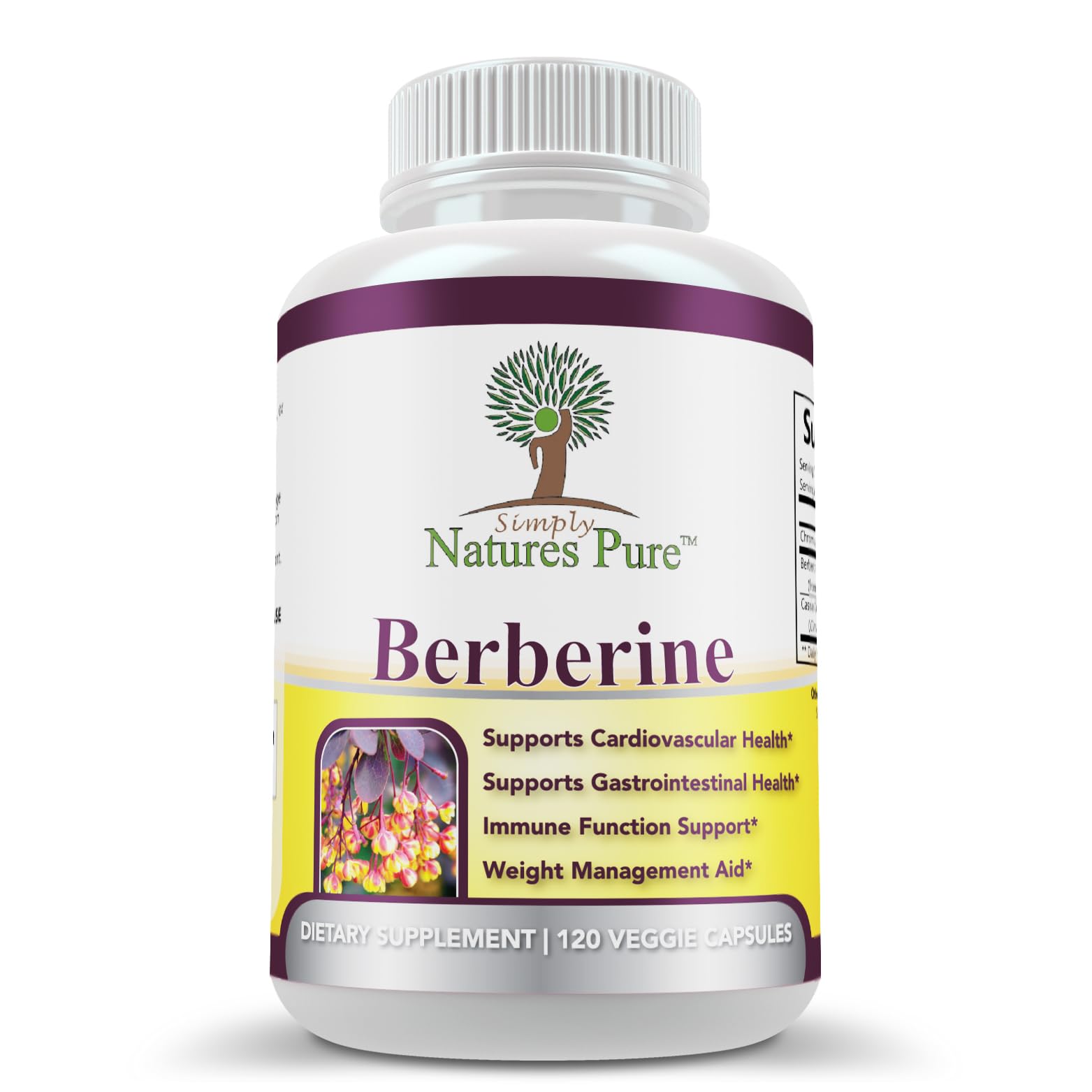Simply Nature’s Pure Berberine HCl 500mg - 120 Capsules | Heart & GI Support