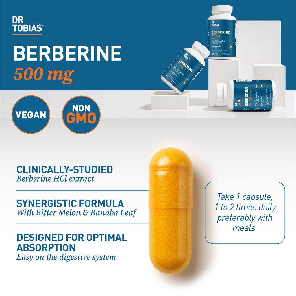Dr. Tobias Berberine 500mg – Berberine Supplement for Gut Health & Immune Support (60 Capsules) | Vegan, Non-GMO