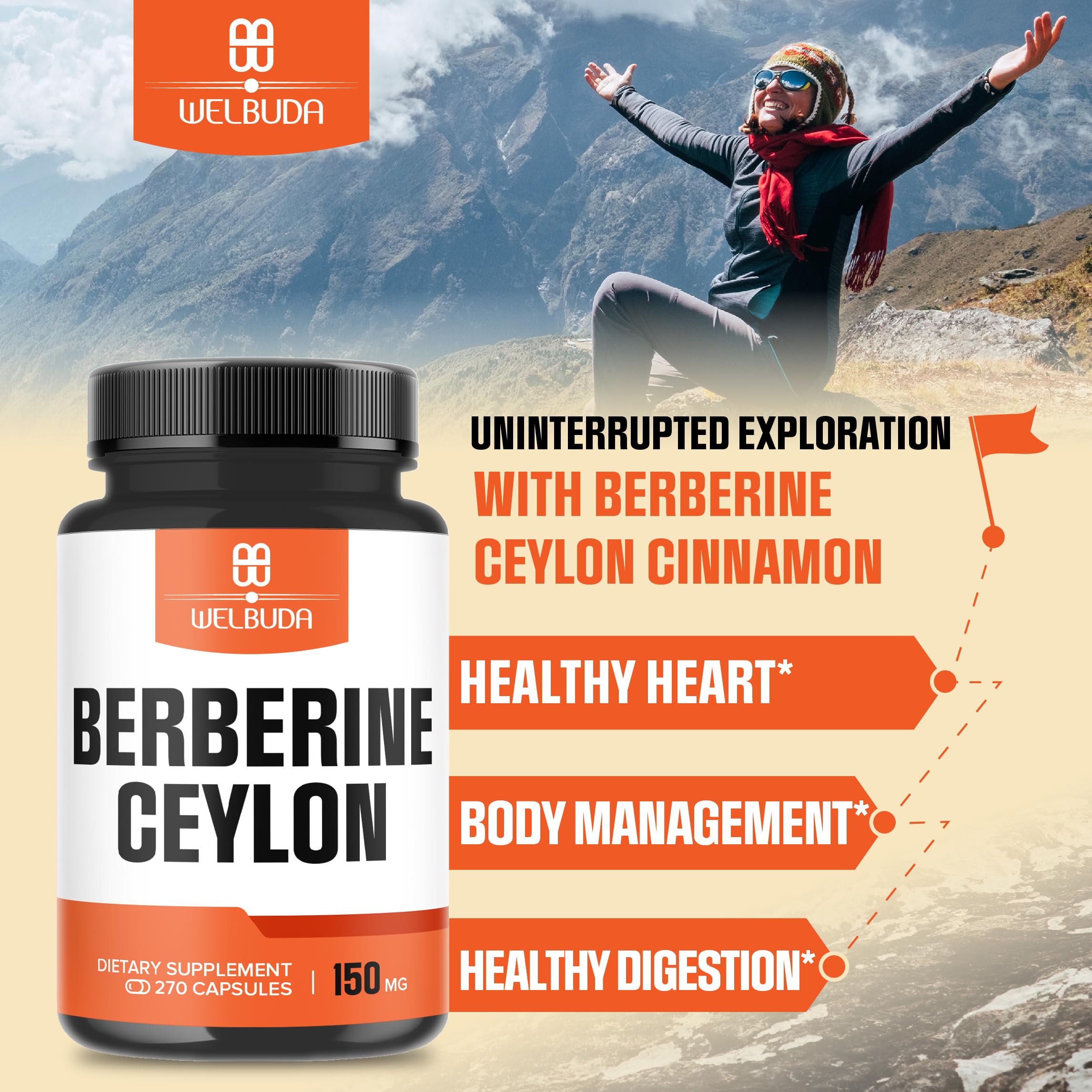 Berberine Supplement with Ceylon Cinnamon – Circulatory Health & Wellness (270 Capsules)