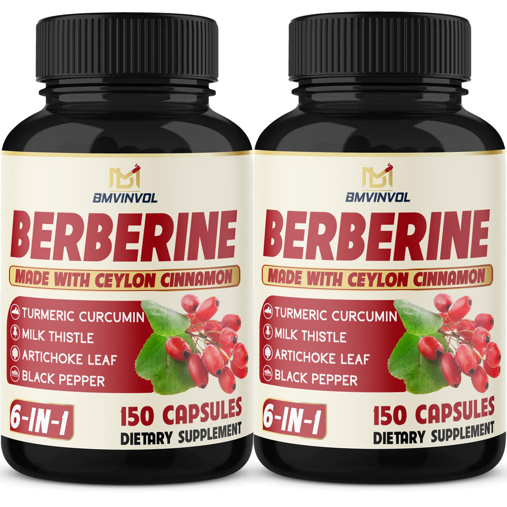 2 Pack Berberine HCl + Cinnamon, Turmeric & Milk Thistle - Immune Support