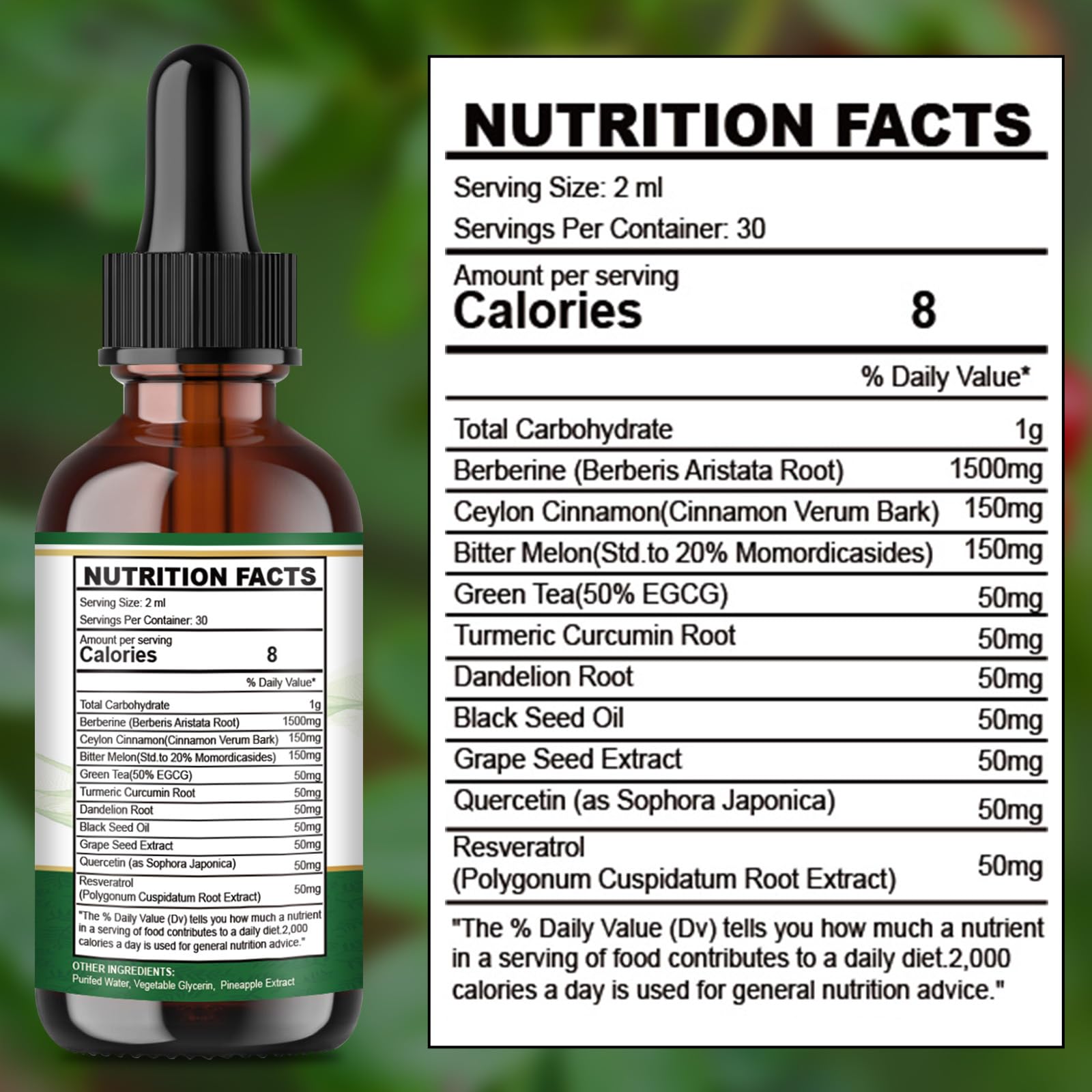 Berberine HCL Liquid Drops 1500mg | Metabolism & Immune Support
