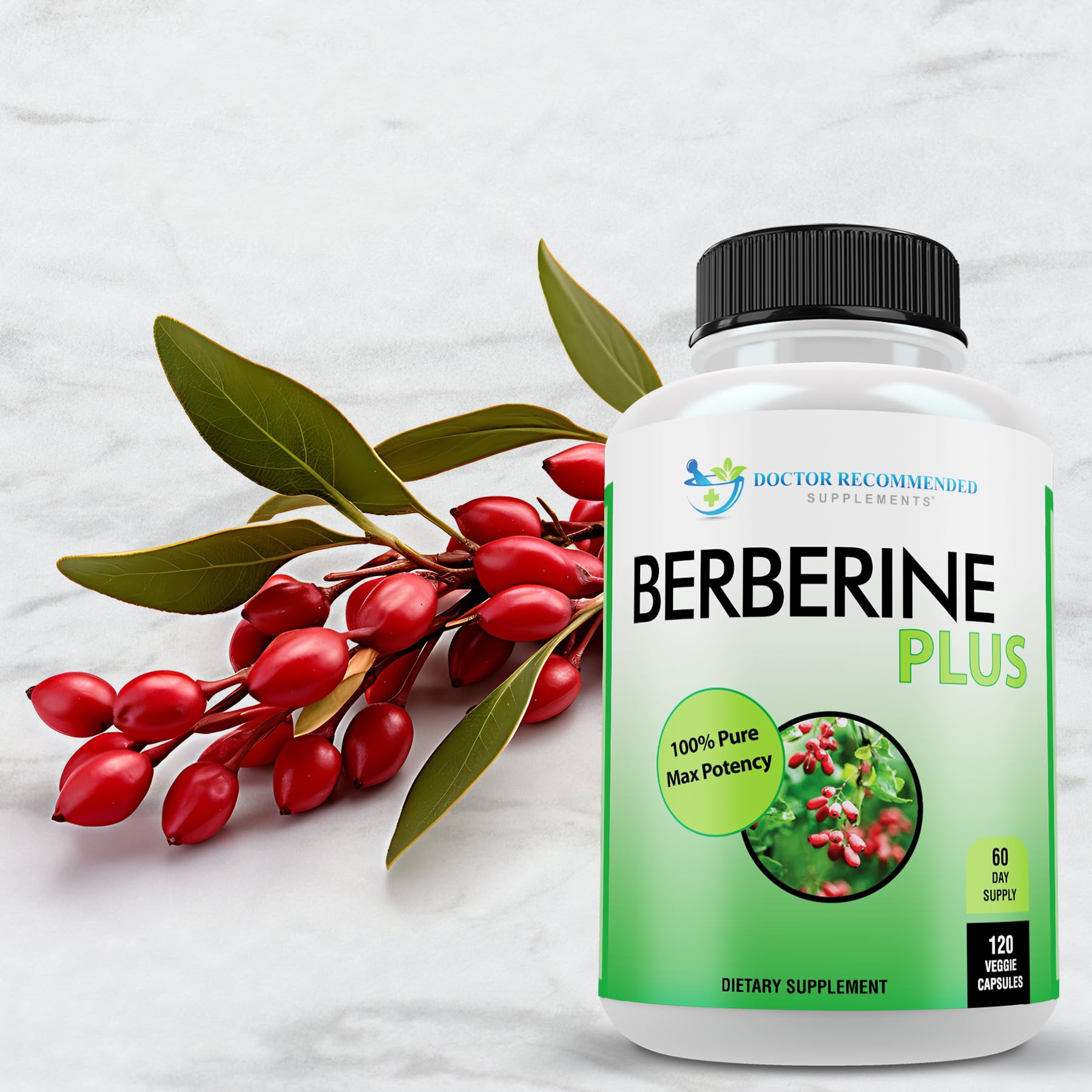 Doctor Recommended Berberine Plus 1200mg Per Serving – 120 Veggie Capsules with Royal Jelly