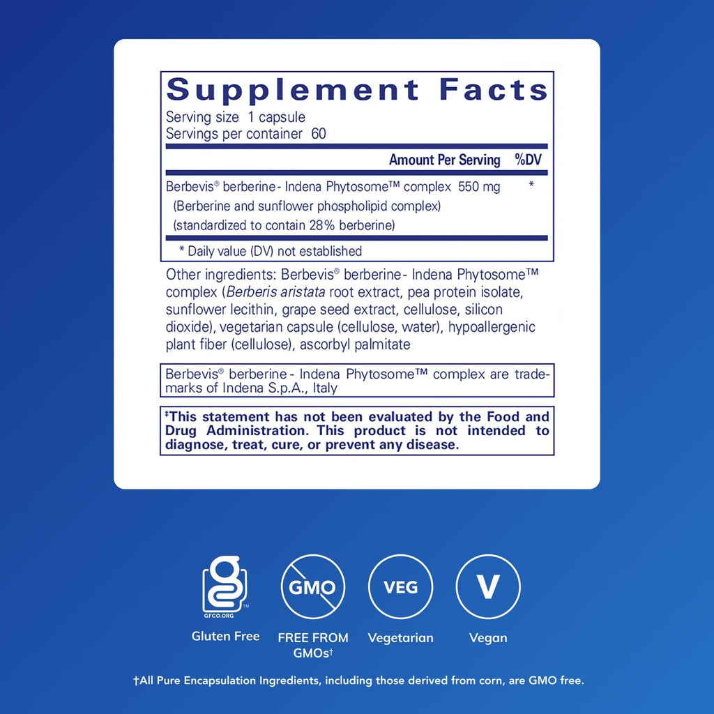 Pure Encapsulations Berberine UltraSorb 550 mg | Enhanced Absorption Berberine Phytosome | 60 capsules
