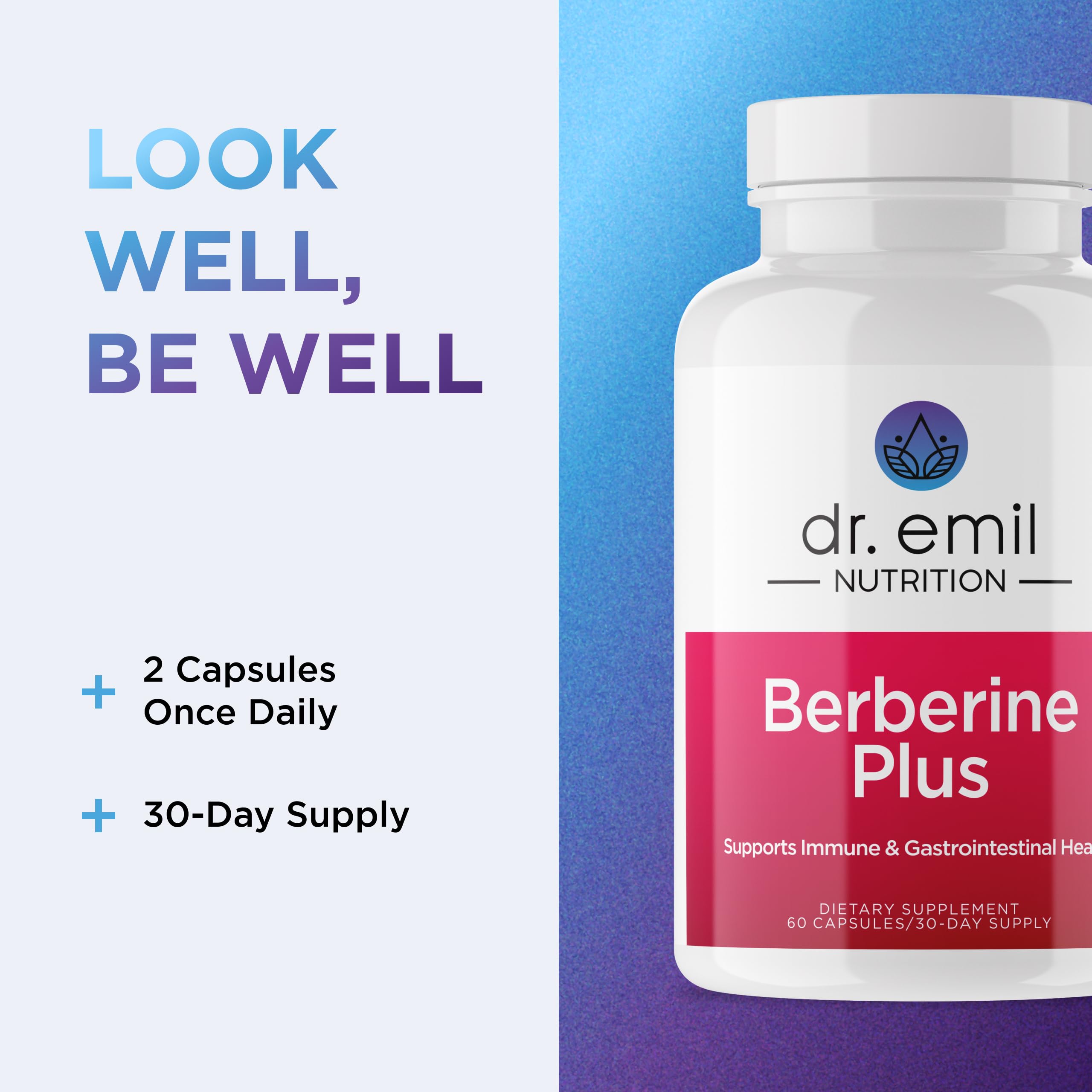 Berberine 500mg Capsules – Dr. Emil Nutrition | Made in USA | 30-Day Supply