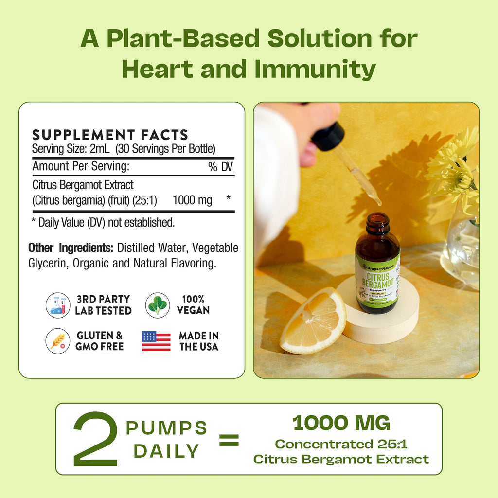 Citrus Bergamot Extract 25:1 Liquid Drops – Vegan & Gluten-Free | Heart Wellness & Metabolic Support