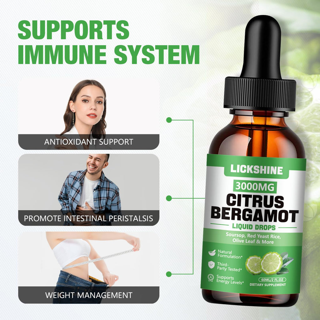Lickshine 2 Pack Citrus Bergamot Liquid Drops – High Absorption & Cholesterol Support (4 oz)