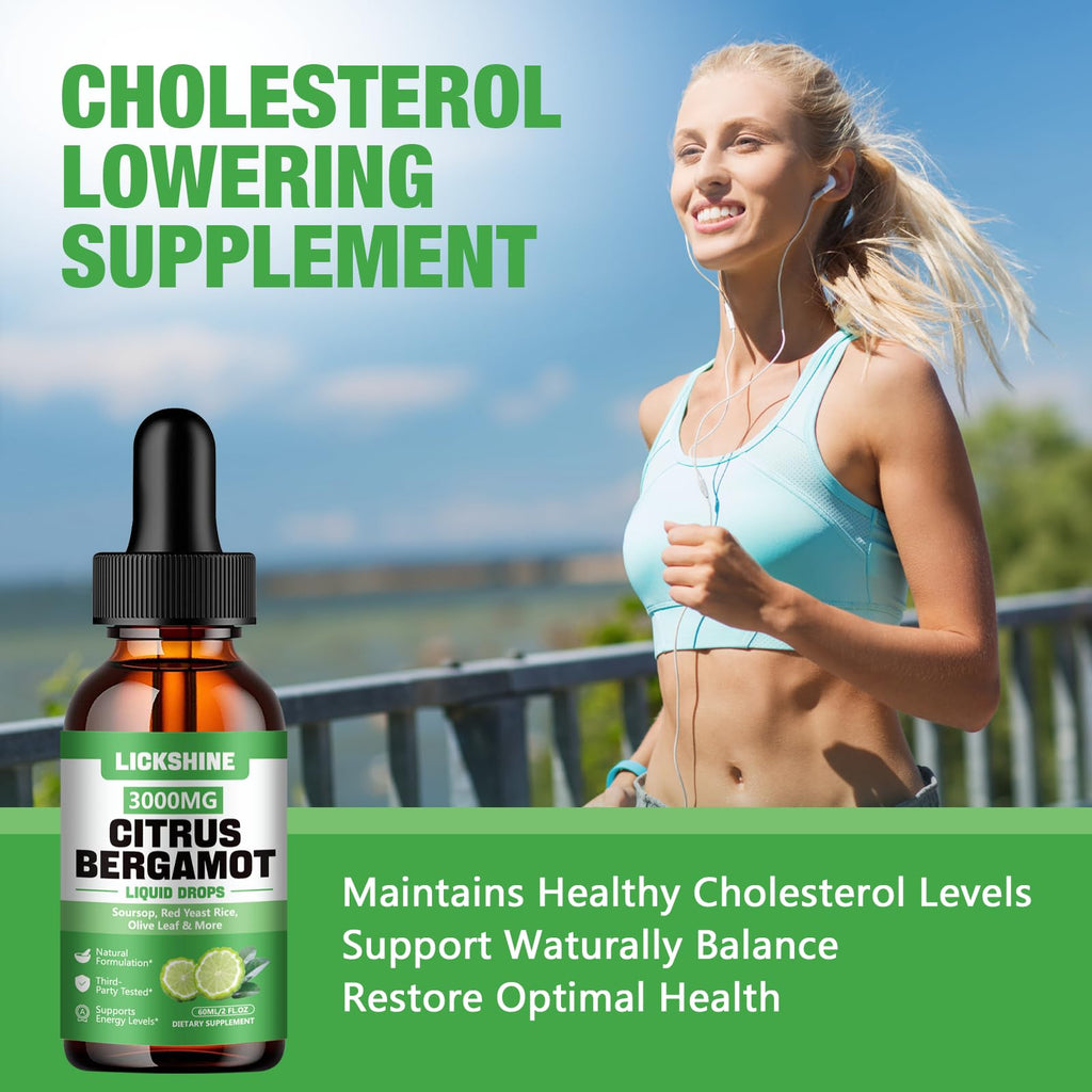 Lickshine 2 Pack Citrus Bergamot Liquid Drops – High Absorption & Cholesterol Support (4 oz)