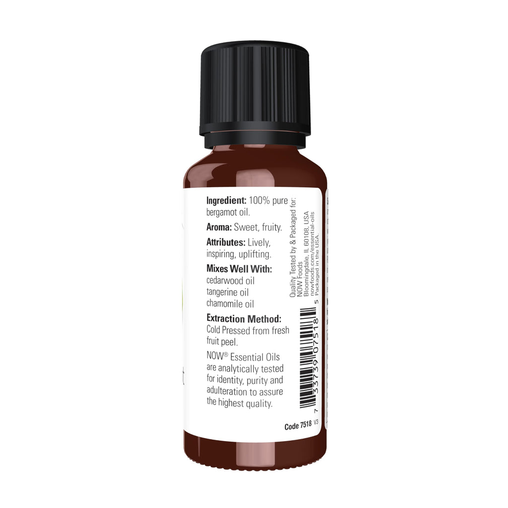 NOW Bergamot Essential Oil – 100% Pure, Cold-Pressed, 1 oz