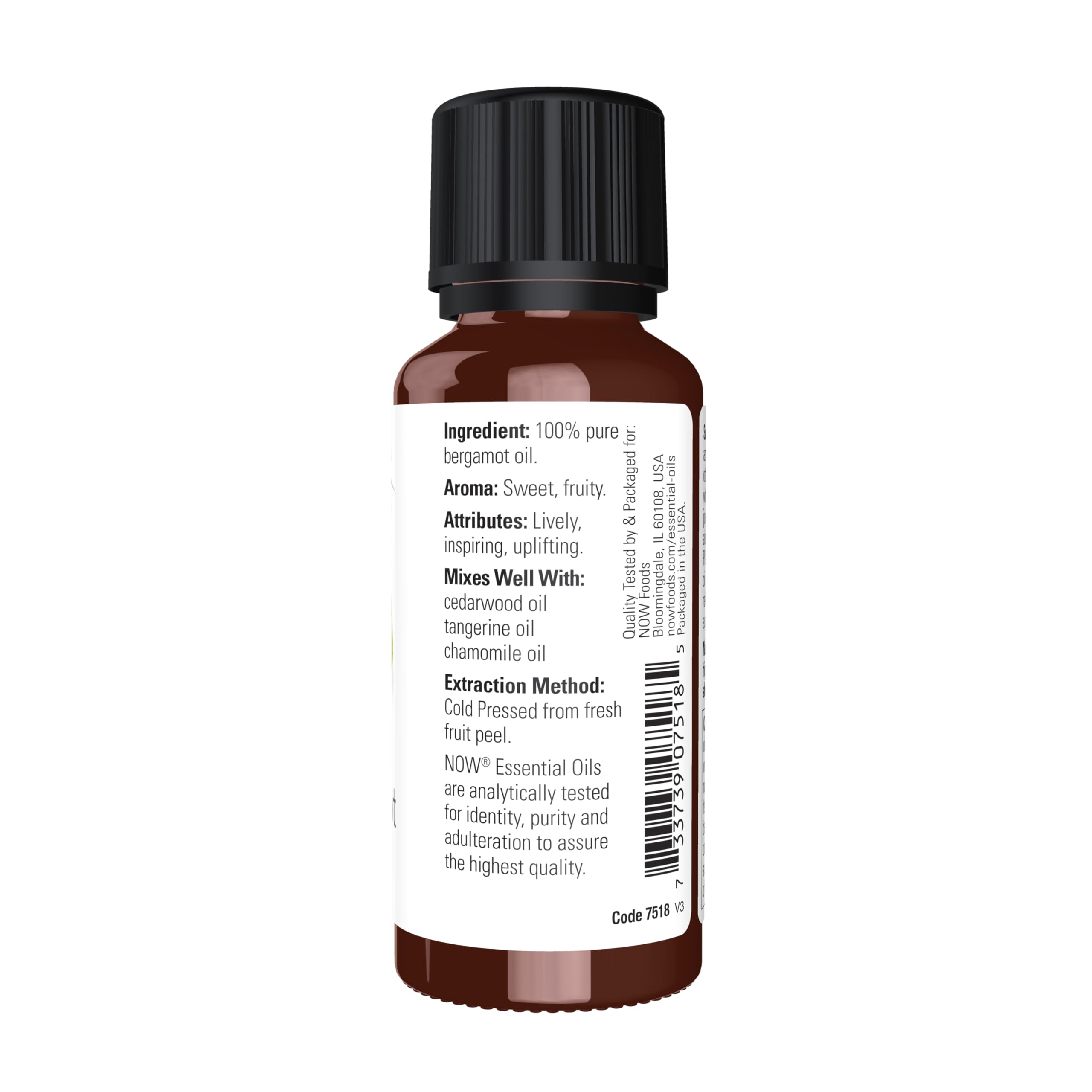 NOW Bergamot Essential Oil – 100% Pure, Cold-Pressed, 1 oz