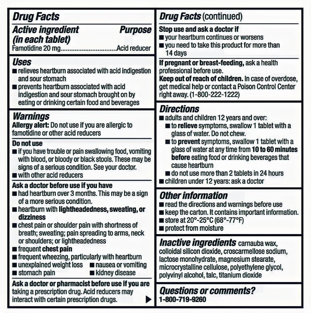 berkley jensen Maximum Strength Famotidine 20 mg - 200 Count | Acid Reducer Tablets for Heartburn Relief