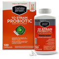 Berkley Jensen Natural 10-Strain Probiotic Supplement - 120 Count, 10 Billion CFUs per Capsule, 17-Week Digestive & Immune Health Support