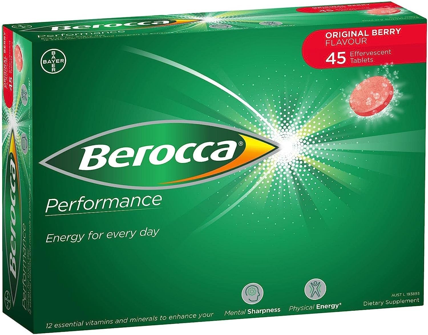 Berocca Performance Original Berry - 45 Effervescent Tablets | Energy & Focus
