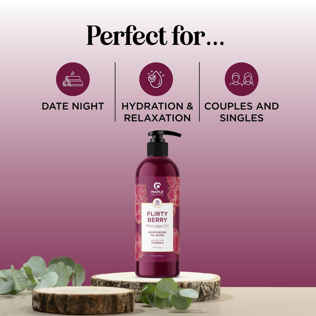 Berry Sensual Massage Oil for Couples – Vegan, Non-GMO, Gluten Free