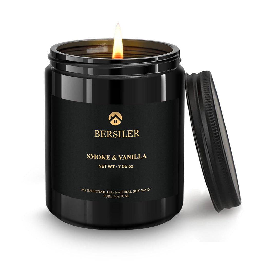 Bersiler Scented Candles for Men - Vanilla Soy Candle, Masculine Black Candles