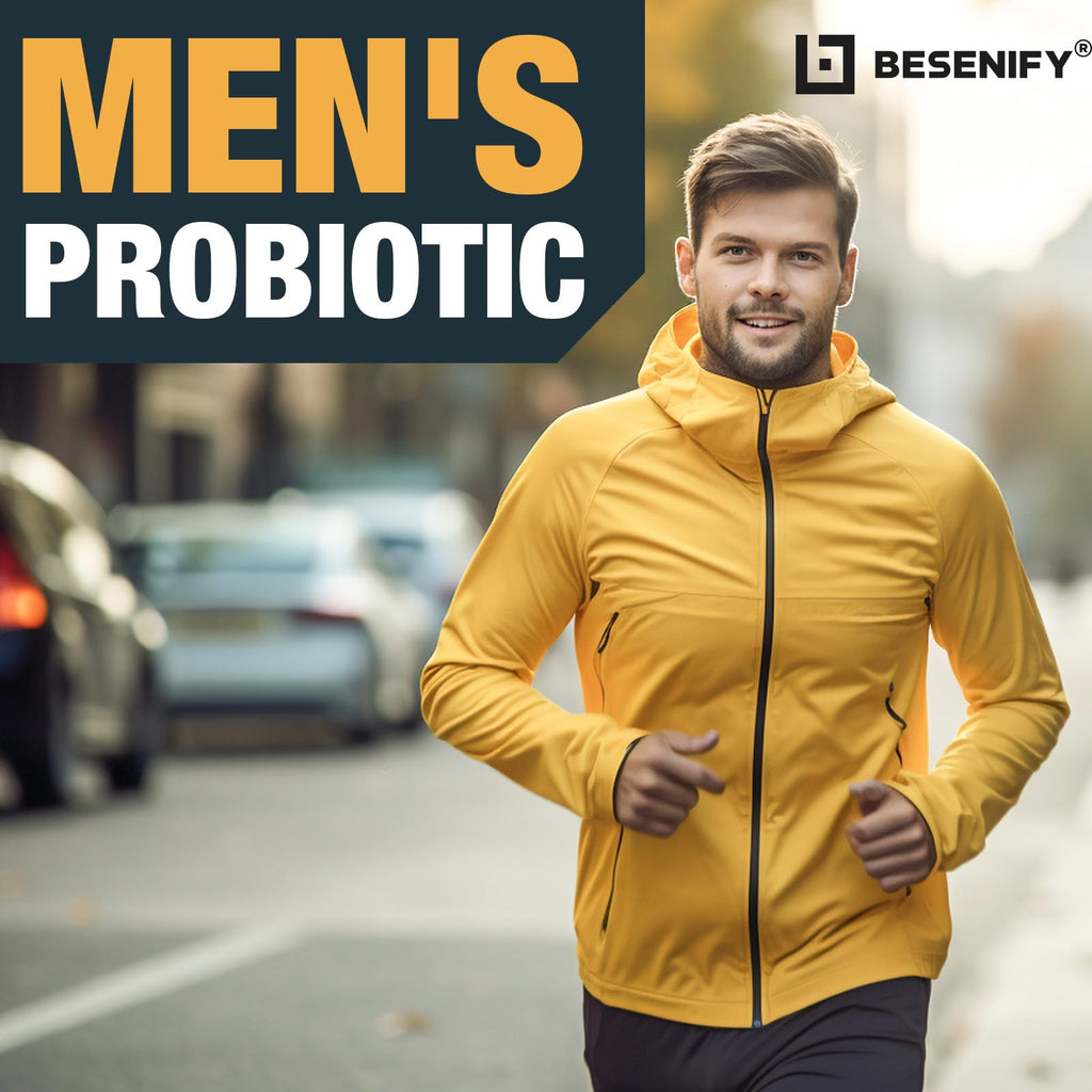 Besenify Probiotics for Men – 500B CFUs, 12 Strains, Turmeric & Cranberry, 240 Capsules