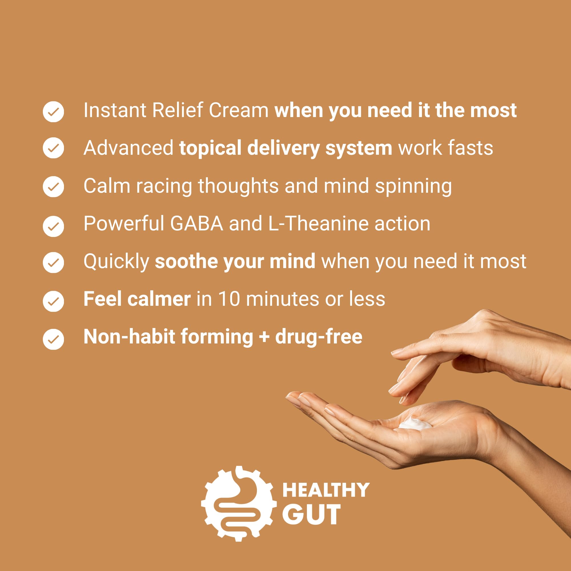 Healthy Gut BeSerene IR | GABA & L-Theanine | Instant Relief Topical Cream | 1.9 OZ