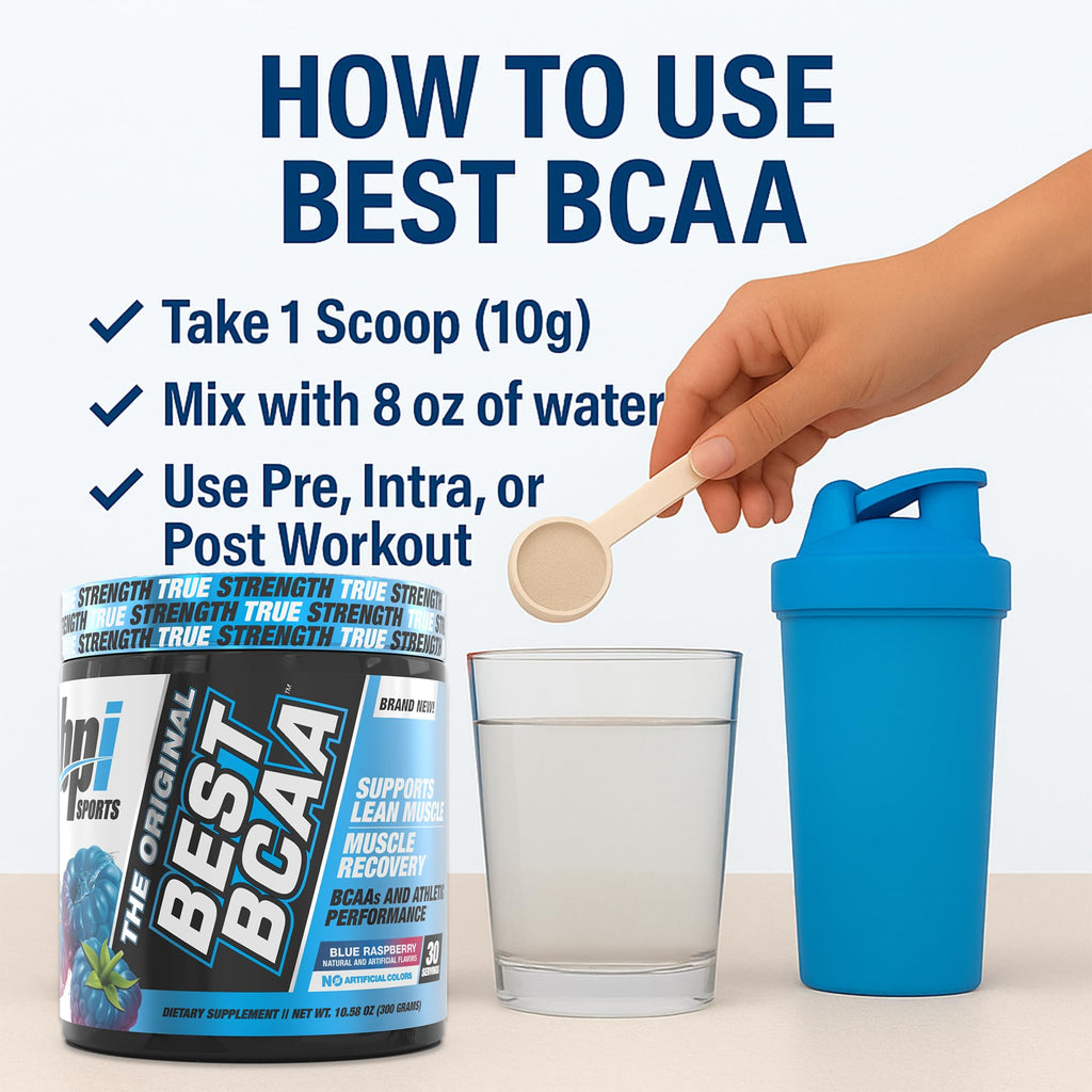 BPI Sports Best BCAA - Blue Raspberry Powder (60 Servings, 21.12 oz)