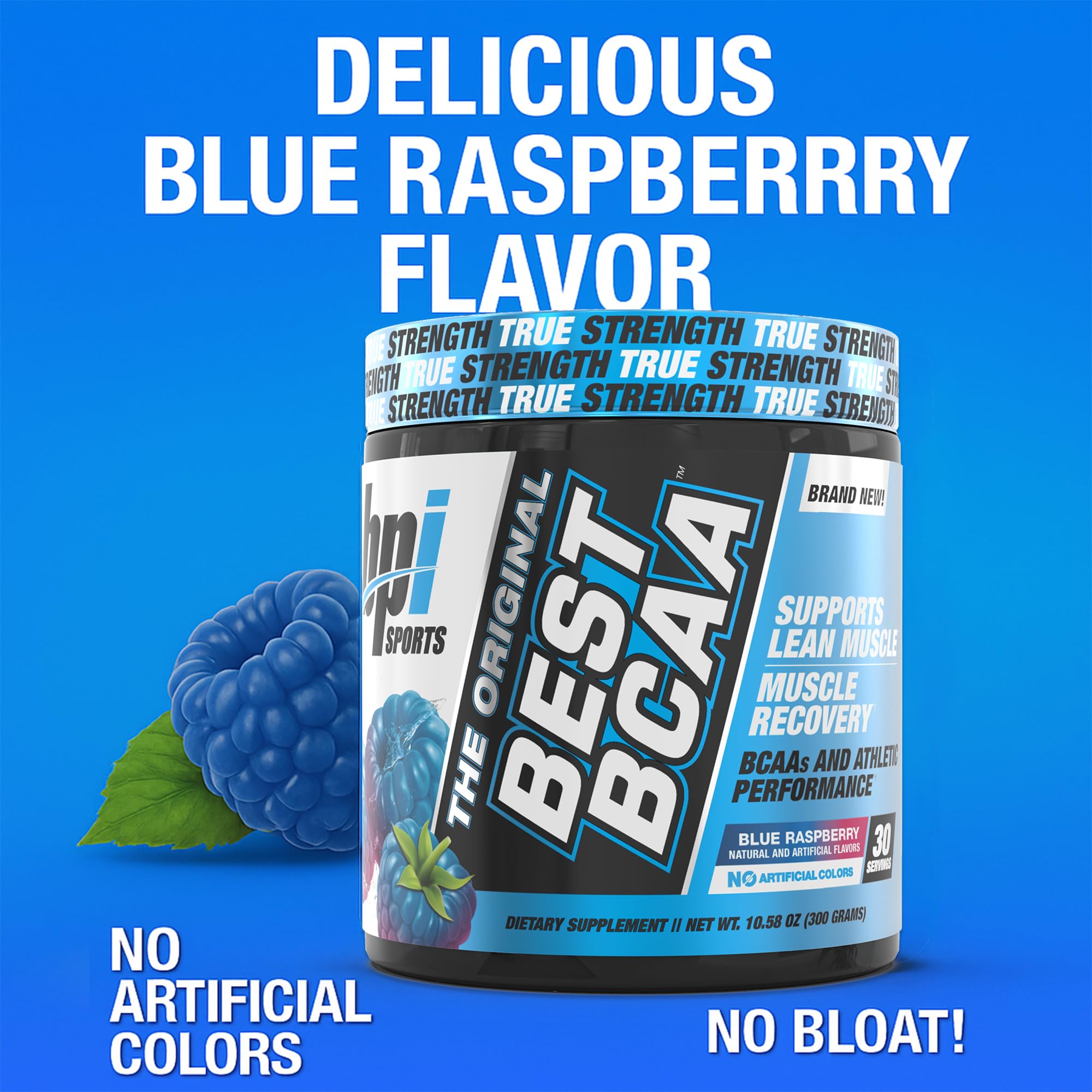 BPI Sports Best BCAA Powder – Blue Raspberry, 30 Servings | Muscle Recovery & Hydration