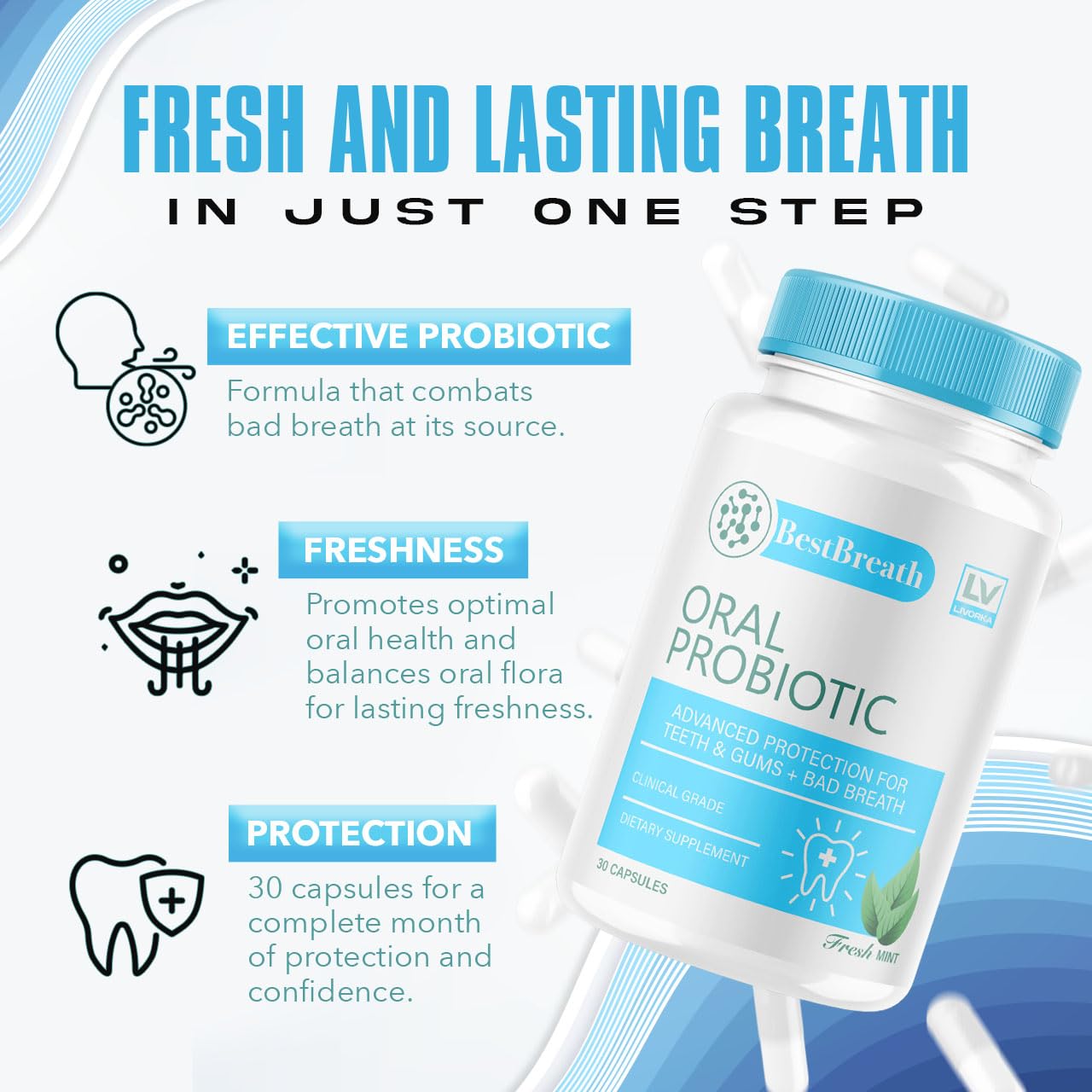 Best Breath Oral Probiotic 3 Pack – 90 Capsules (3 Months) | Bad Breath Solution