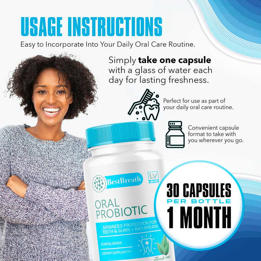 2 Pack - Best Breath - Best Breath Oral Probiotic, Best Breath Probiotic, Best Breath Pills, BestBreath, Best Breathe 60 Capsules for 2 Months, Best Breath Oral Probiotics for Mounth Bad Breath.