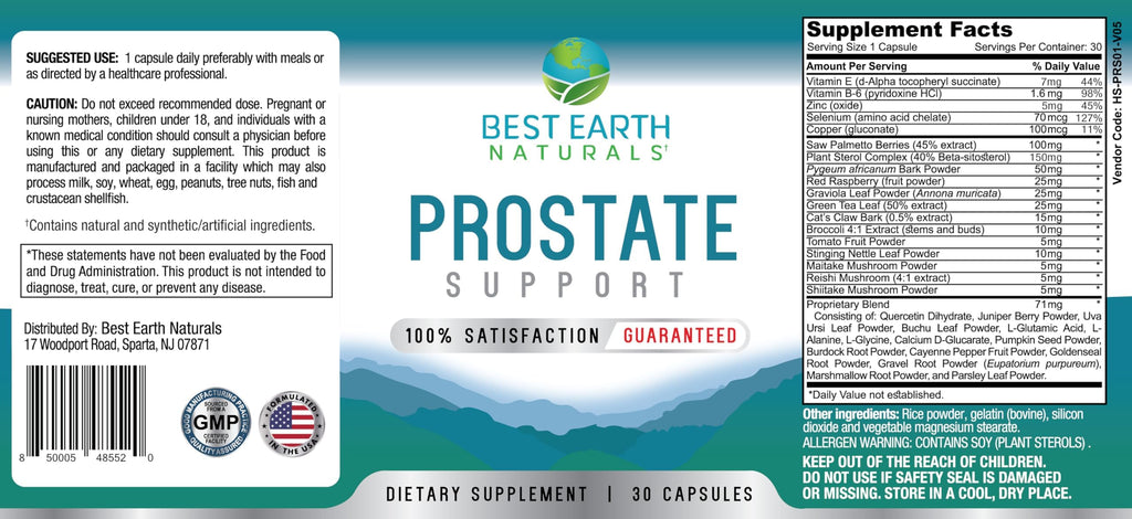 Best Earth Naturals Prostate Support Supplement for Men - Prostate Support - 30 Day Supply