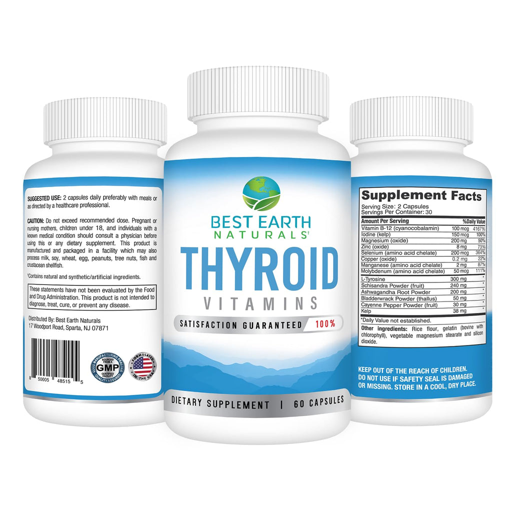 Best Earth Naturals Thyroid Support Supplement for Women and Men - 60 Capsules
